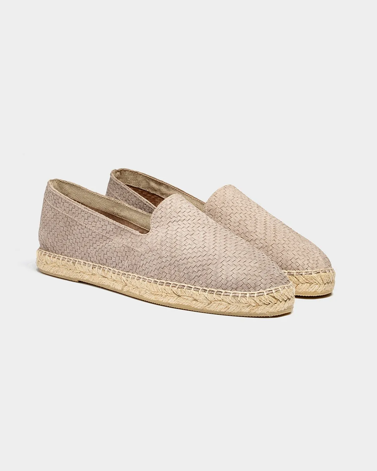 Braided Leather Espadrilles Grey