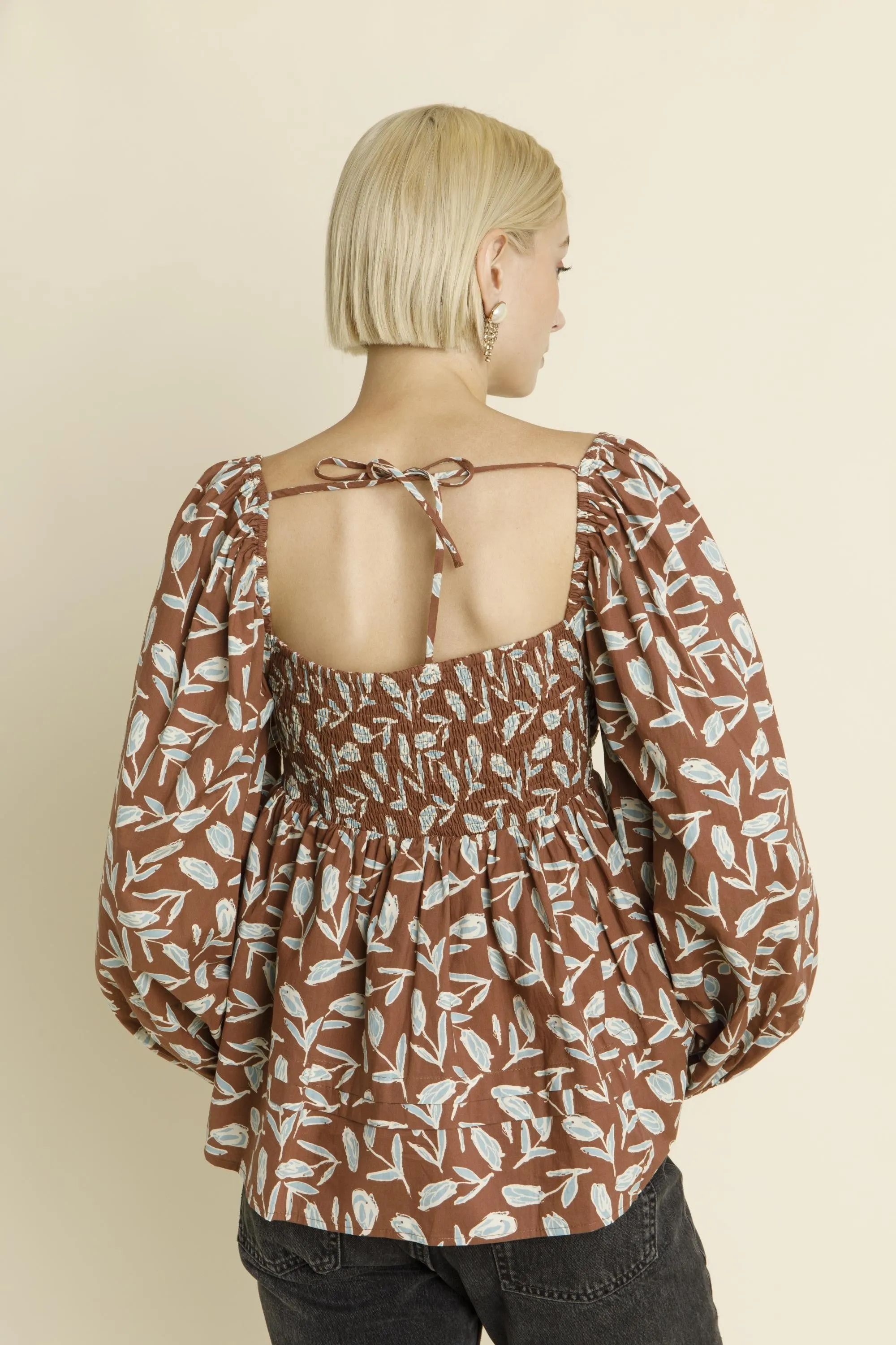 Cecilia SHIRRED PINTUCK PLEAT BLOUSE