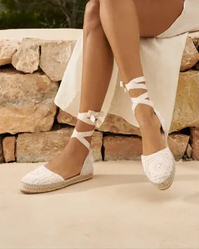 Cotton Crochet Flat Valenciana Espadrilles - G03P0 - Yucatán Natural