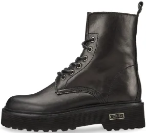 Cult Slash 1814 Black Leather 6 Eyelets Womens Ankle Boots