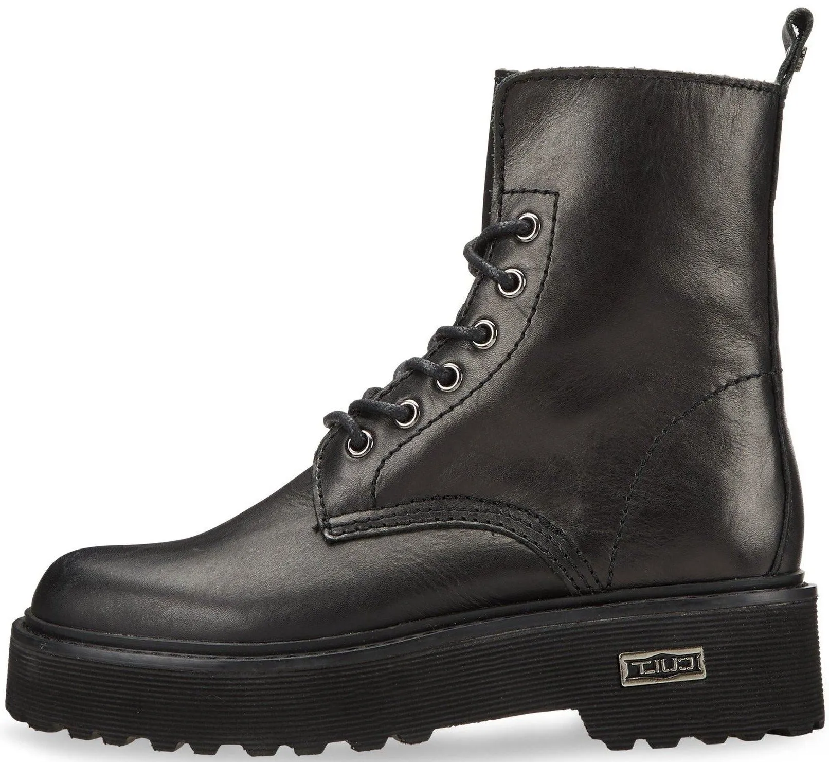 Cult Slash 1814 Black Leather 6 Eyelets Womens Ankle Boots