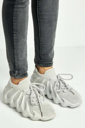 Desirae Structured Sole Lace-up Trainers in Grey