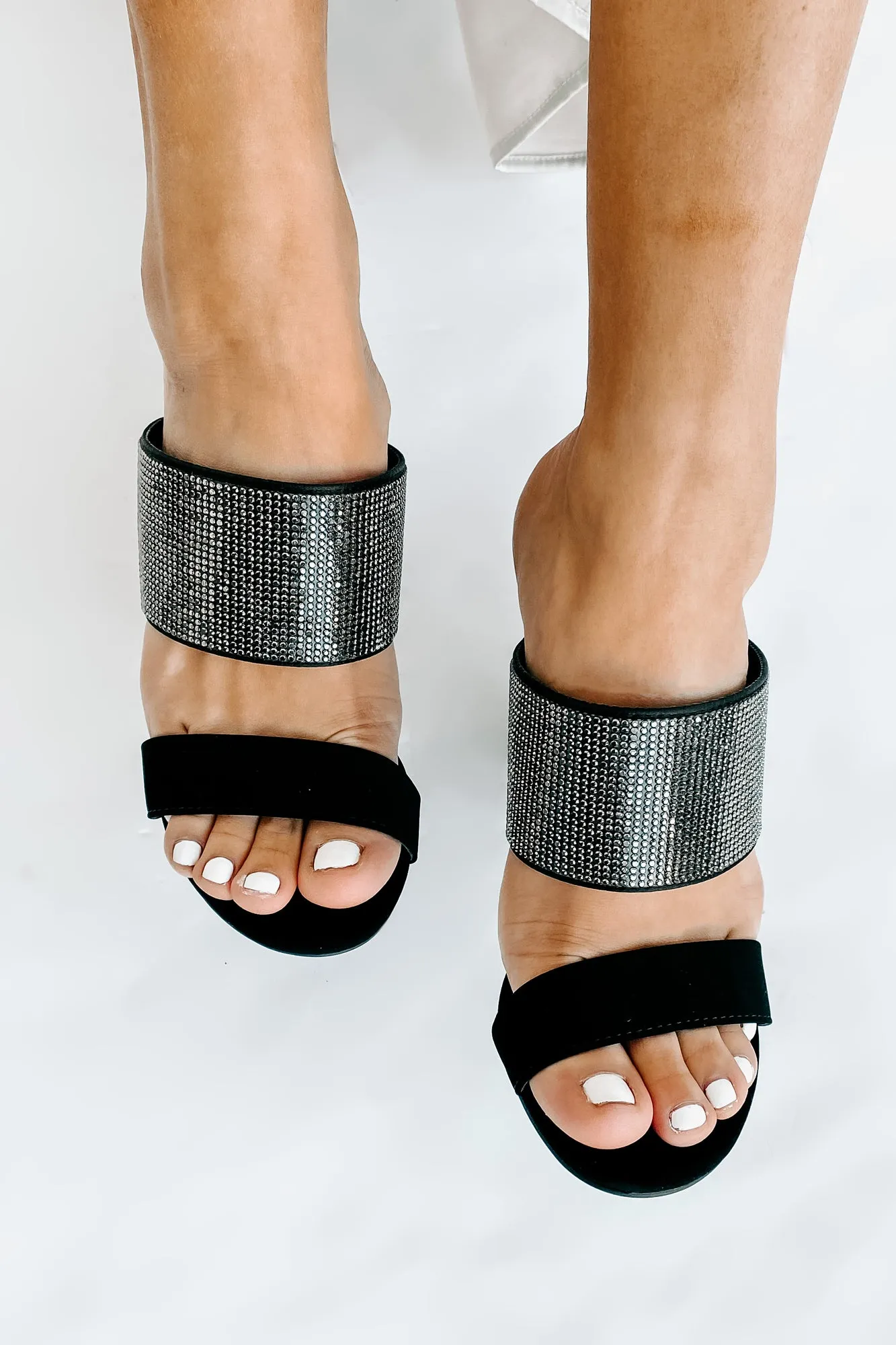 Diamonds On Me Rhinestone Embellished Slip-On Heel (Black)