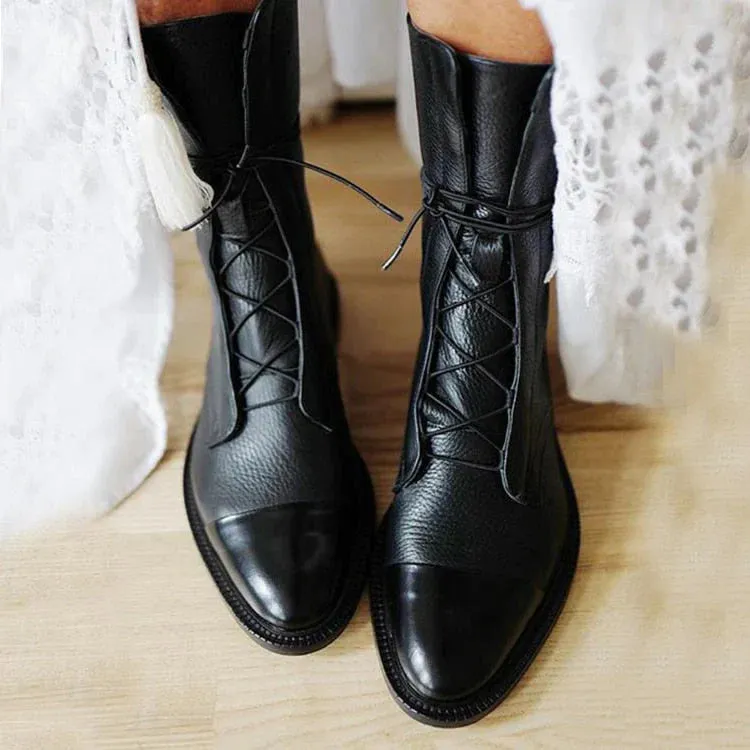 Elegant Vegan Leather Flat Ankle Boots for Women | Eco-Friendly Materials