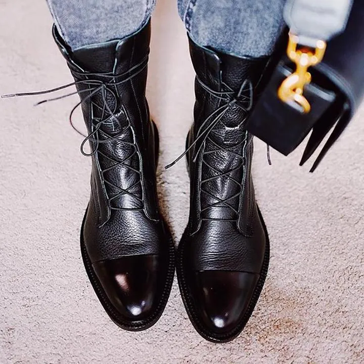 Elegant Vegan Leather Flat Ankle Boots for Women | Eco-Friendly Materials