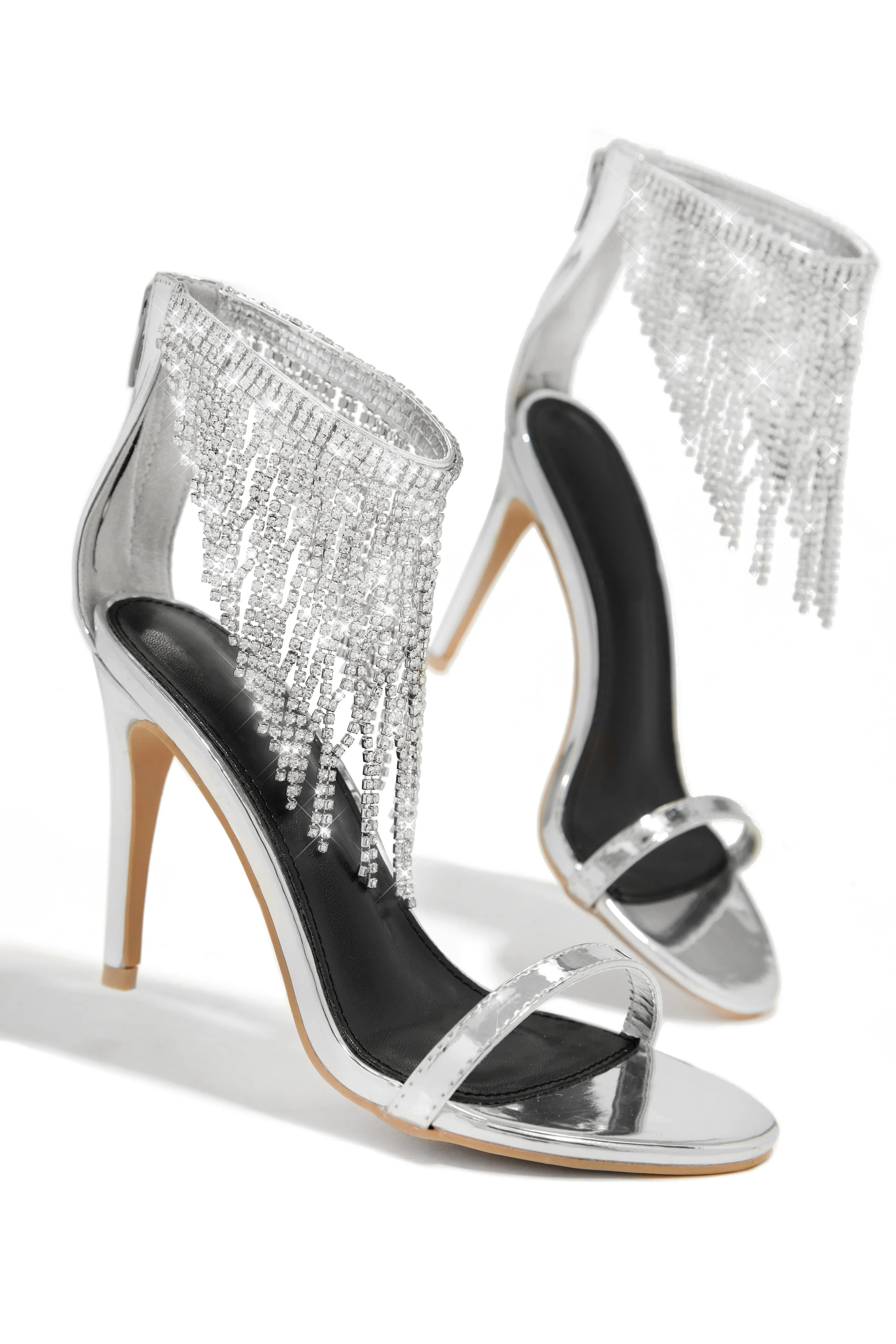 Formal Icon Embellished Dangle Heels - Silver