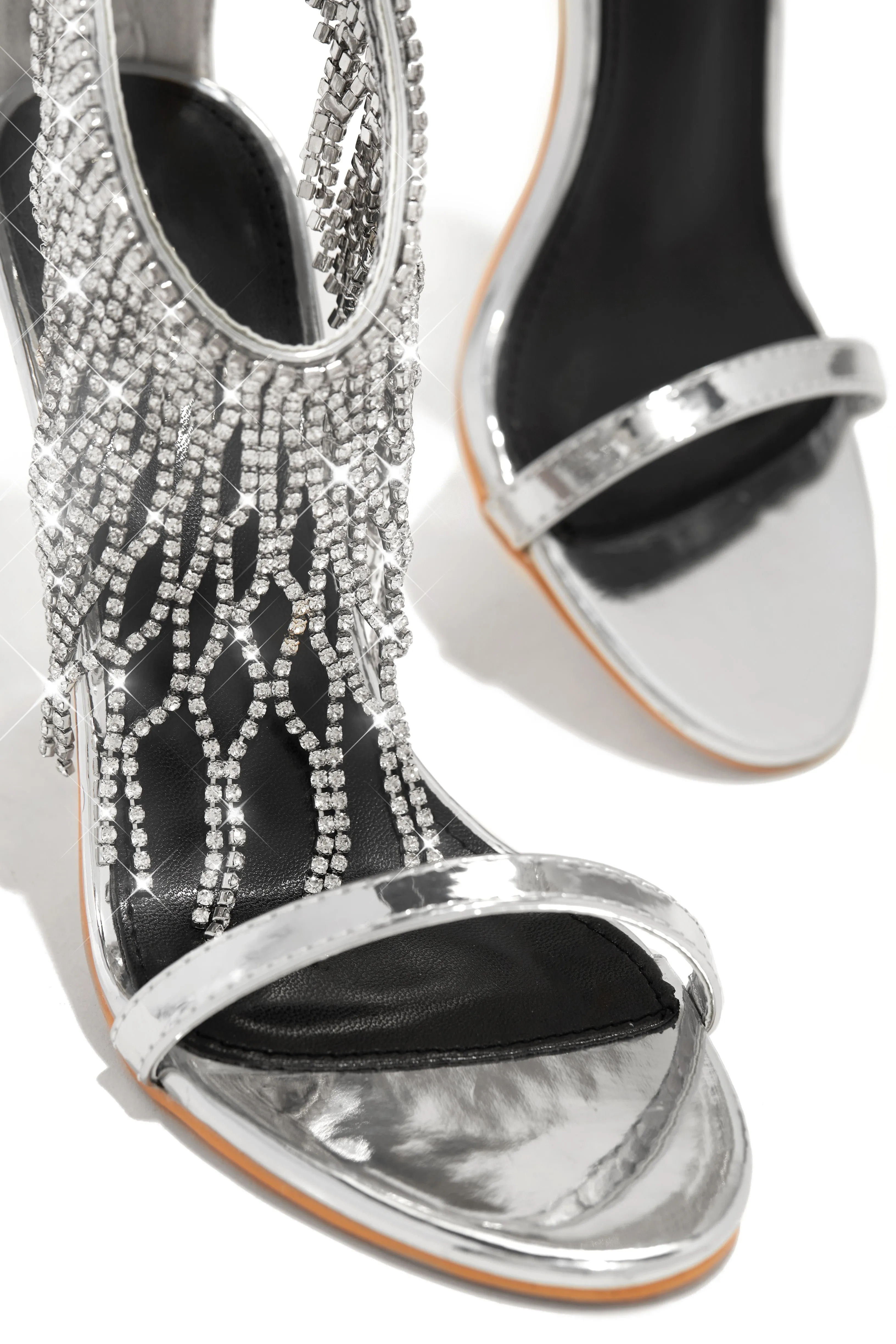 Formal Icon Embellished Dangle Heels - Silver
