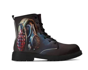Gas Mask Leather Boots
