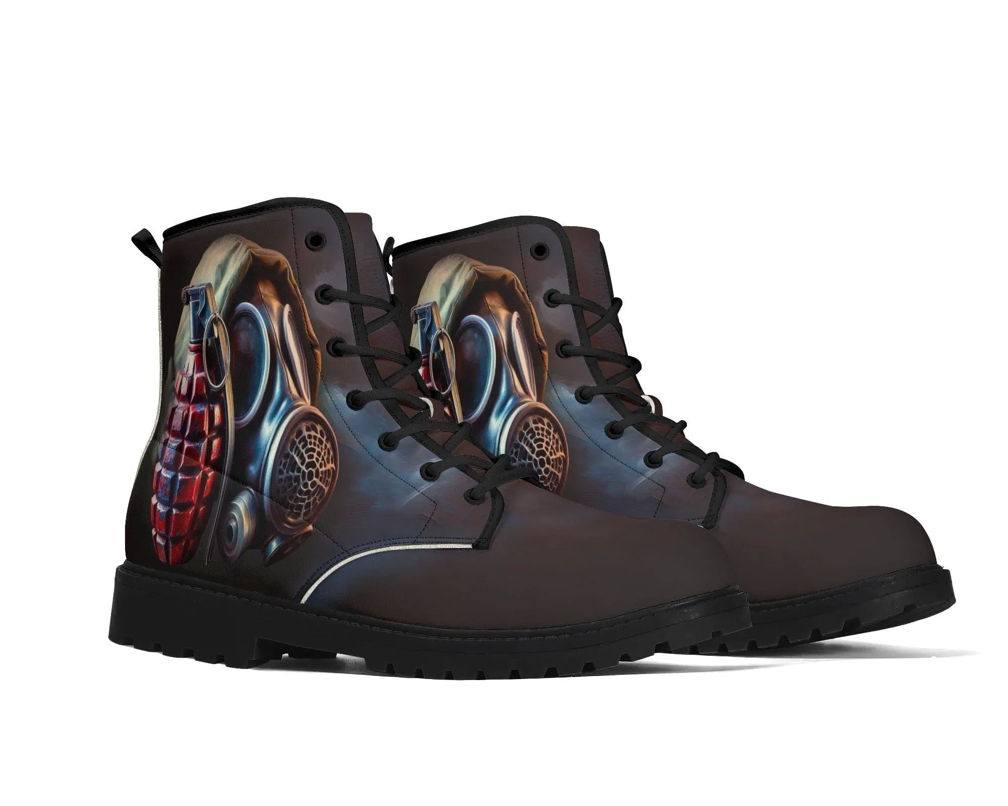 Gas Mask Leather Boots