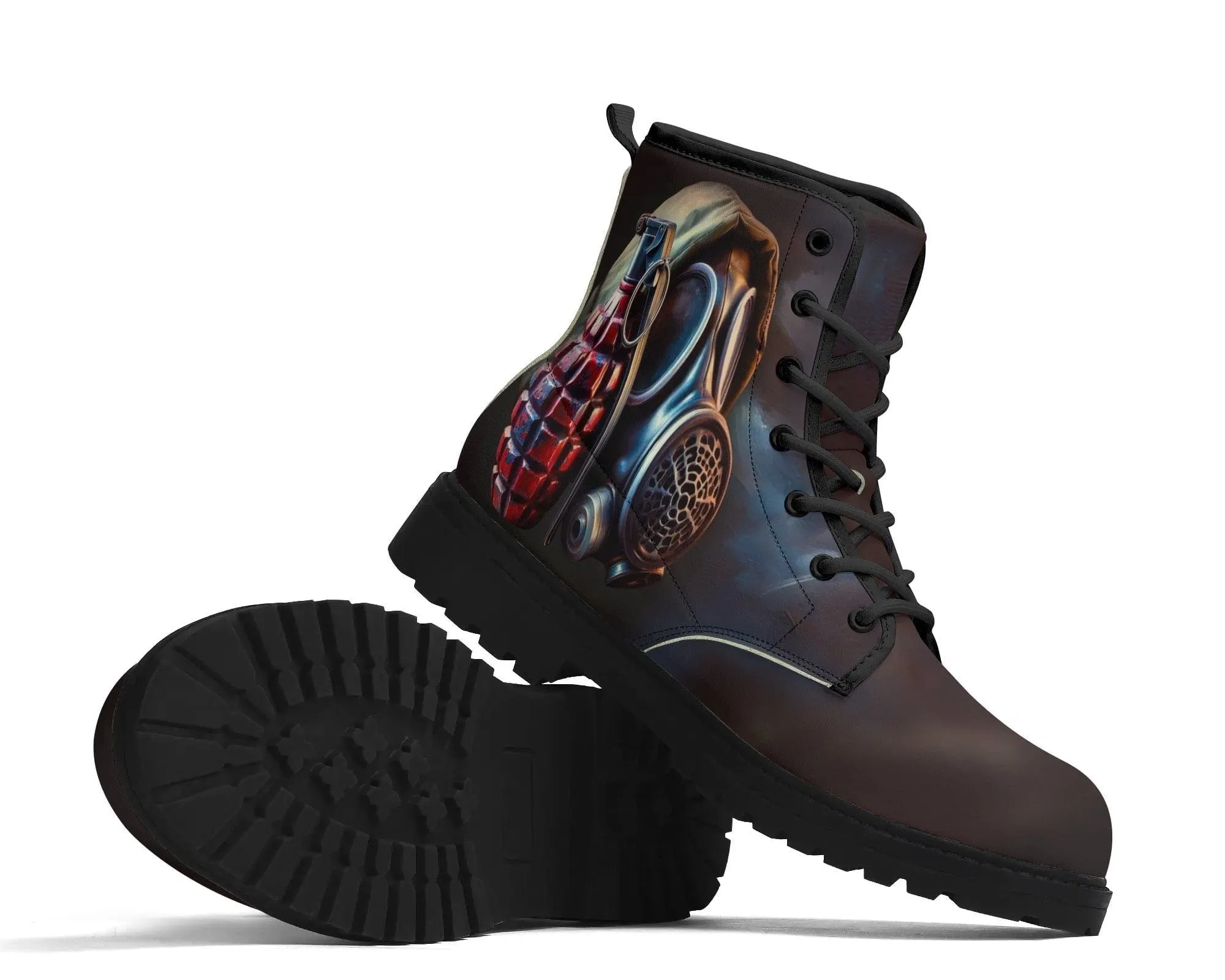 Gas Mask Leather Boots