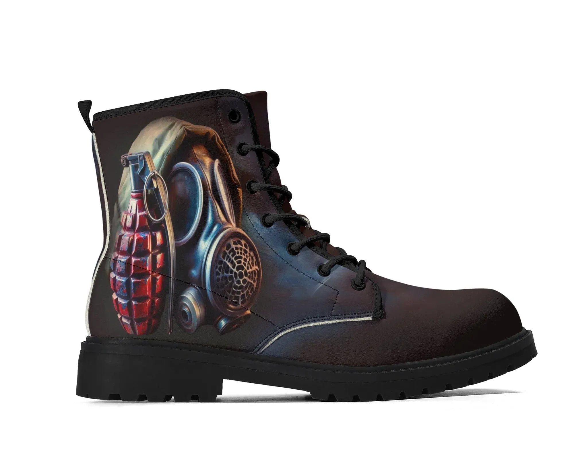 Gas Mask Leather Boots