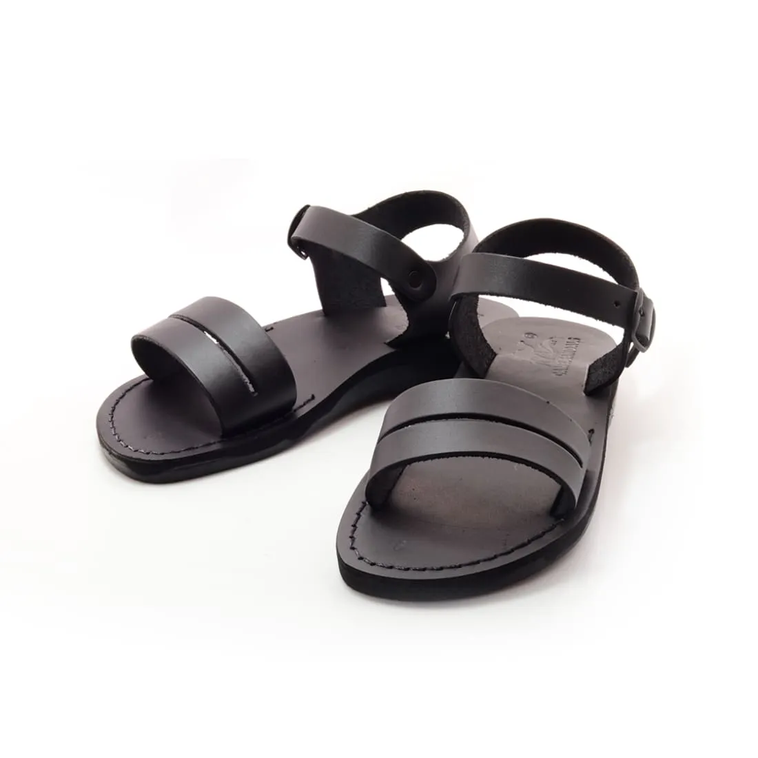 Genesis - Men black leather sandal with ankle strap