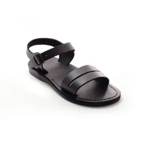 Genesis - Men black leather sandal with ankle strap
