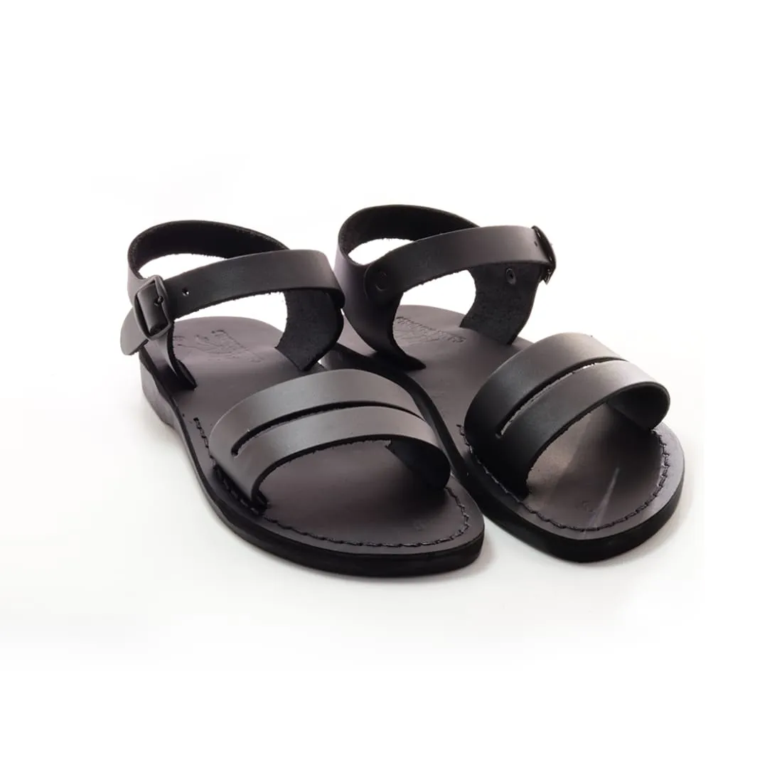 Genesis - Men black leather sandal with ankle strap