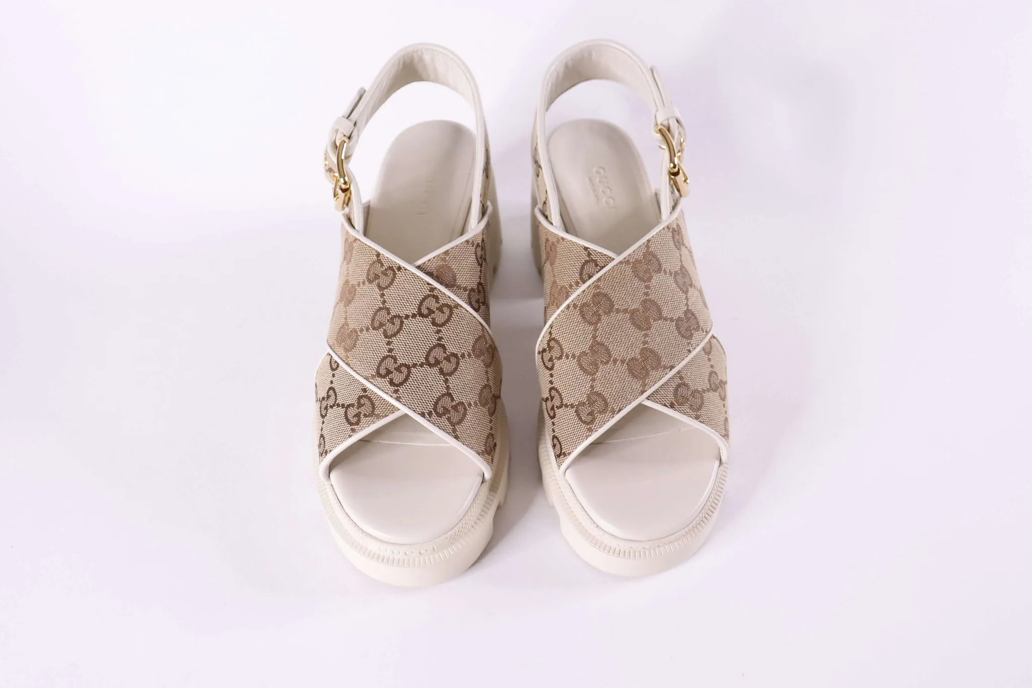 GUCCI GG Monogram Granada Kid Lug Sole Sandals
