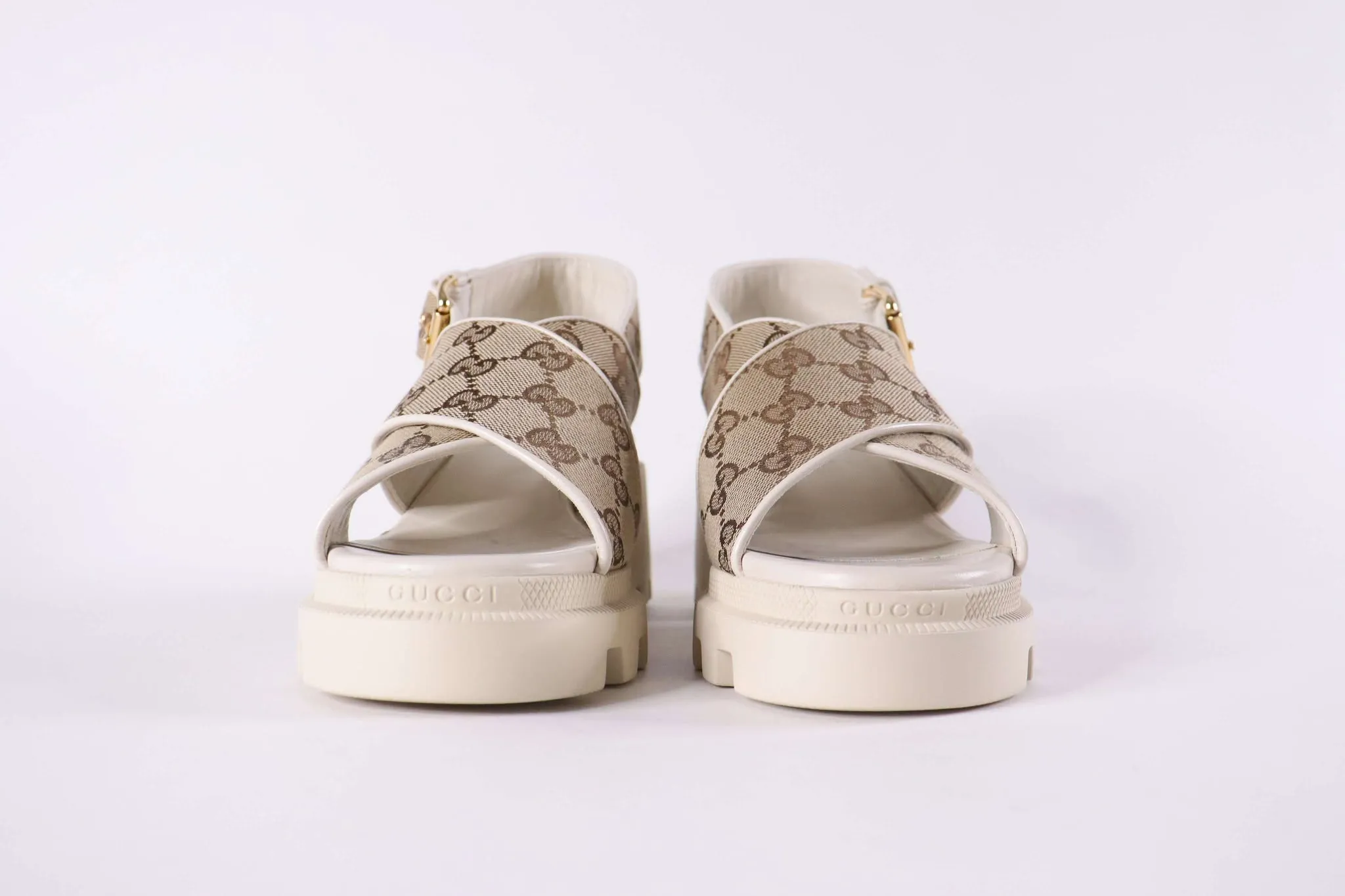 GUCCI GG Monogram Granada Kid Lug Sole Sandals