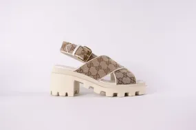 GUCCI GG Monogram Granada Kid Lug Sole Sandals