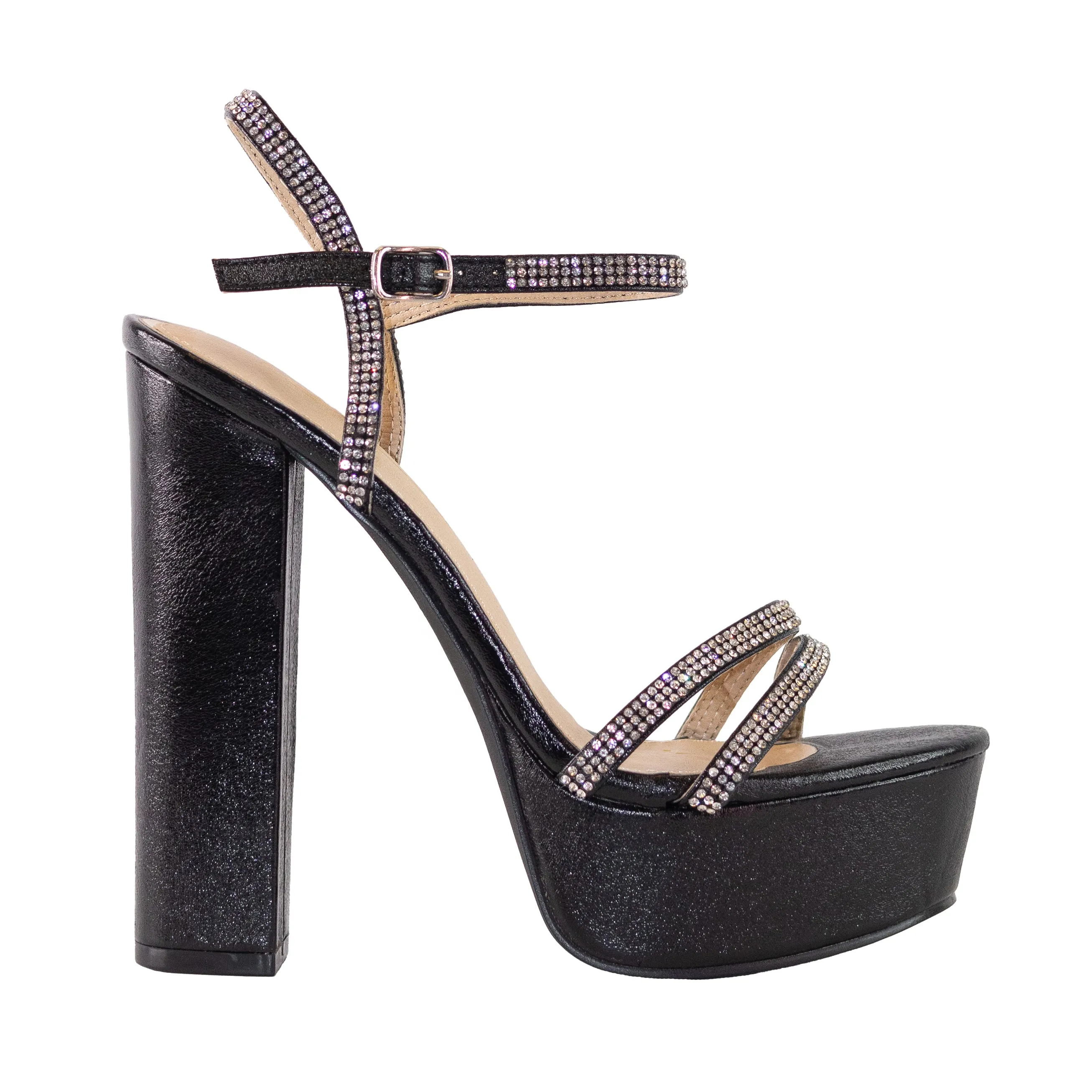 Hilda - Platform High Heels with Rhinestone Ankle Straps, Perfect for Adding Sparkle to Your Party or Night Out Look