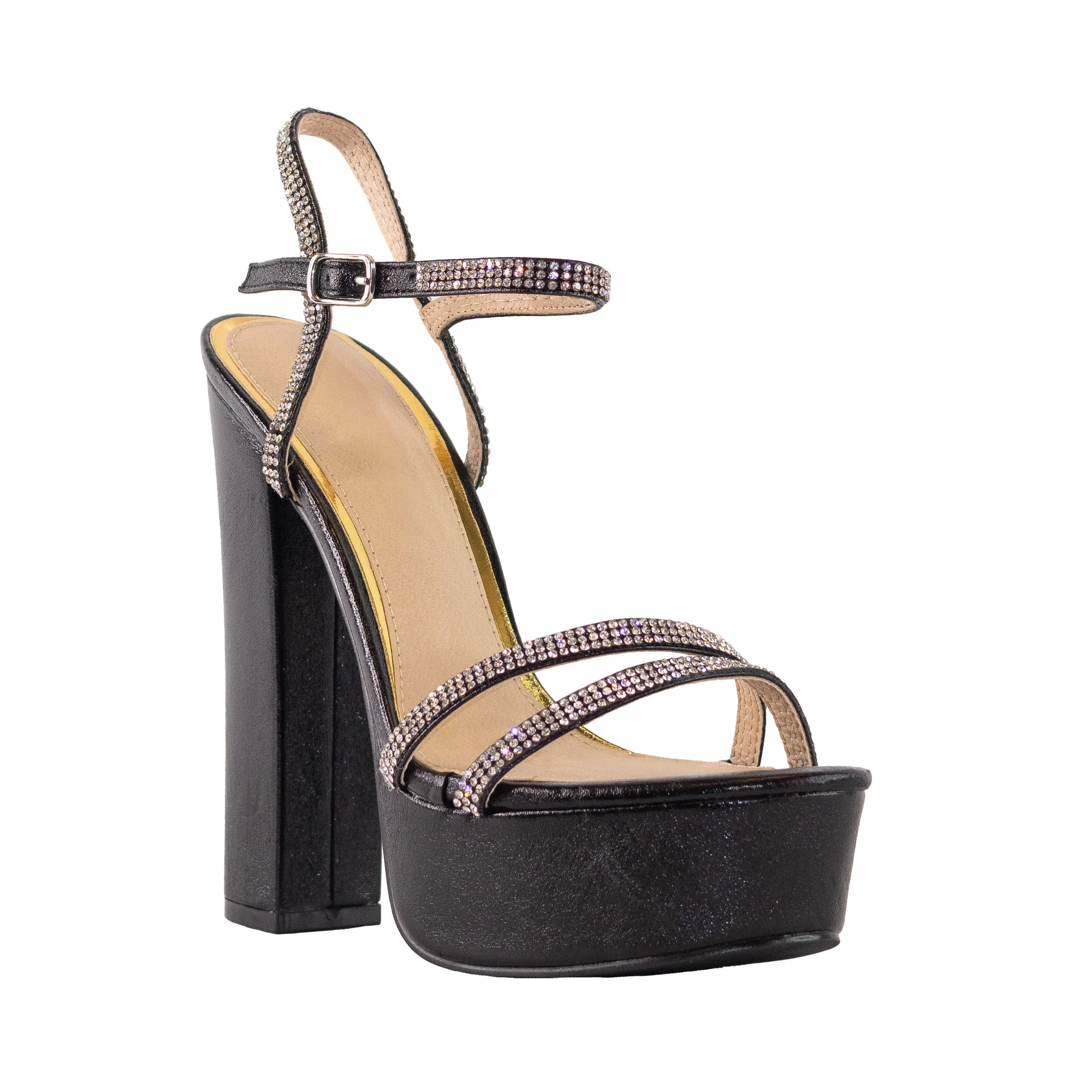 Hilda - Platform High Heels with Rhinestone Ankle Straps, Perfect for Adding Sparkle to Your Party or Night Out Look