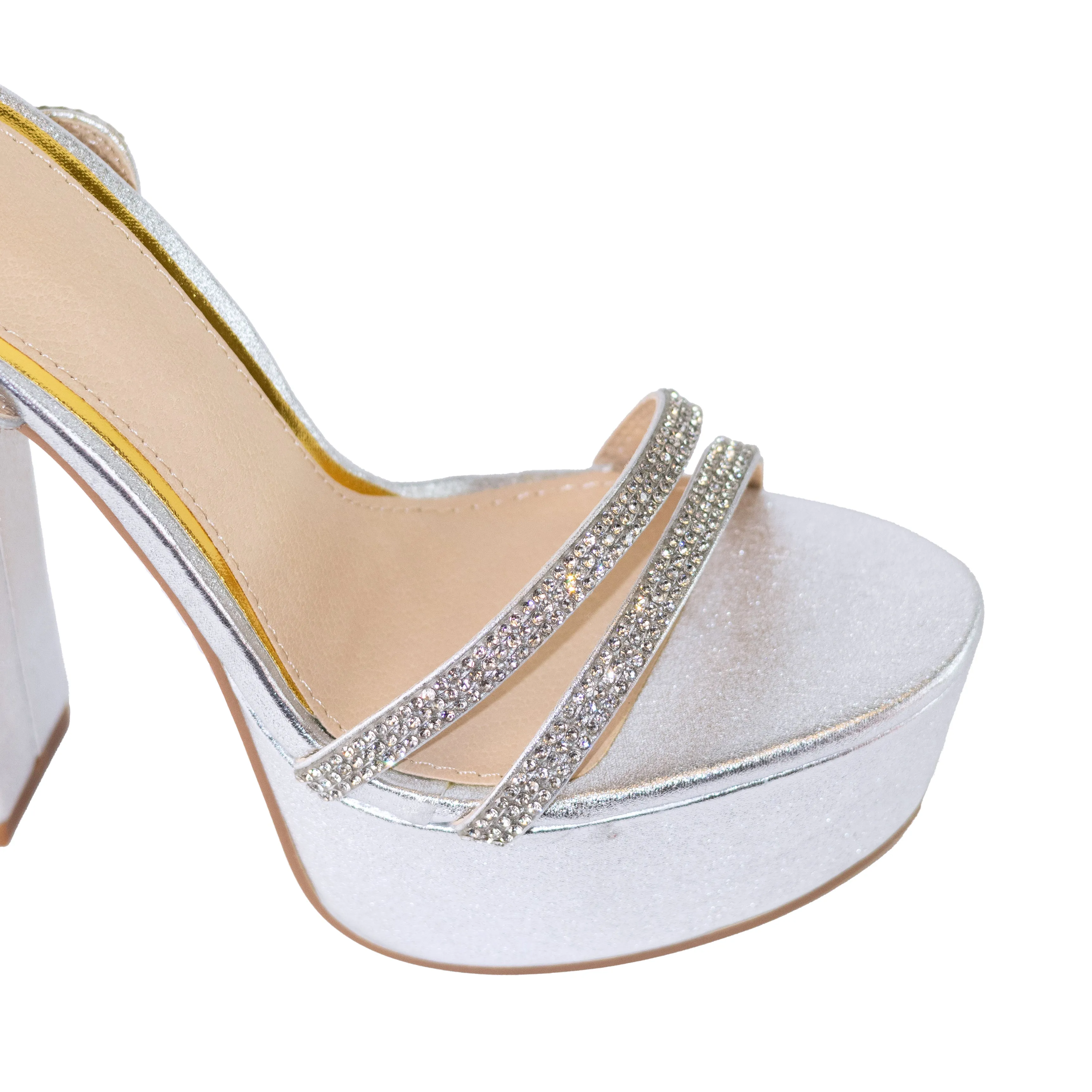 Hilda - Platform High Heels with Rhinestone Ankle Straps, Perfect for Adding Sparkle to Your Party or Night Out Look