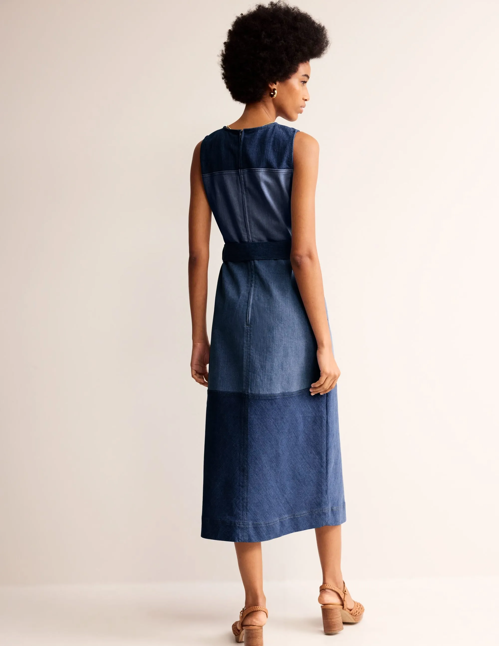 Hotch Denim Midi Dress-Hotched Denim