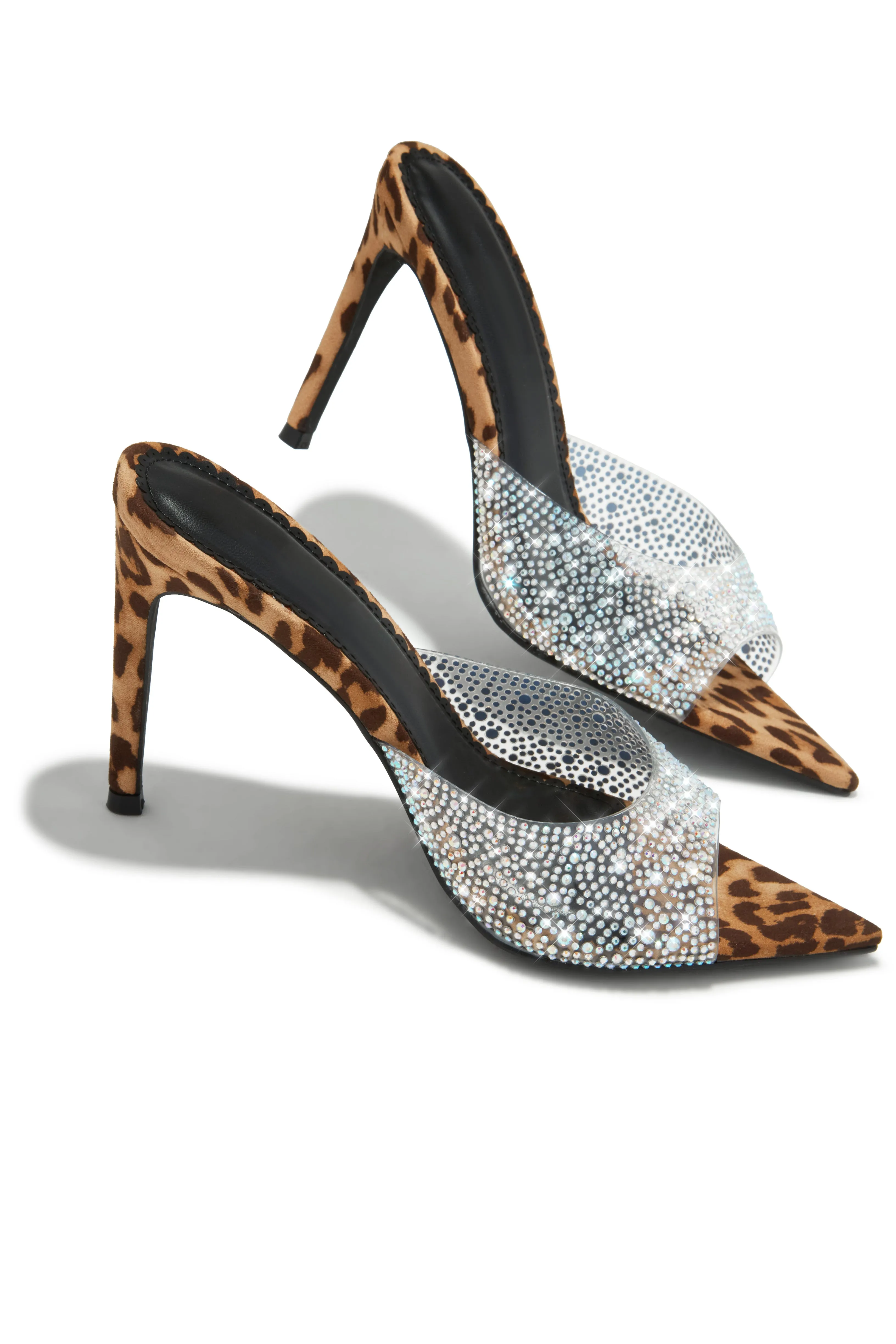 Katelyn Embellished Mule Heels - Leopard