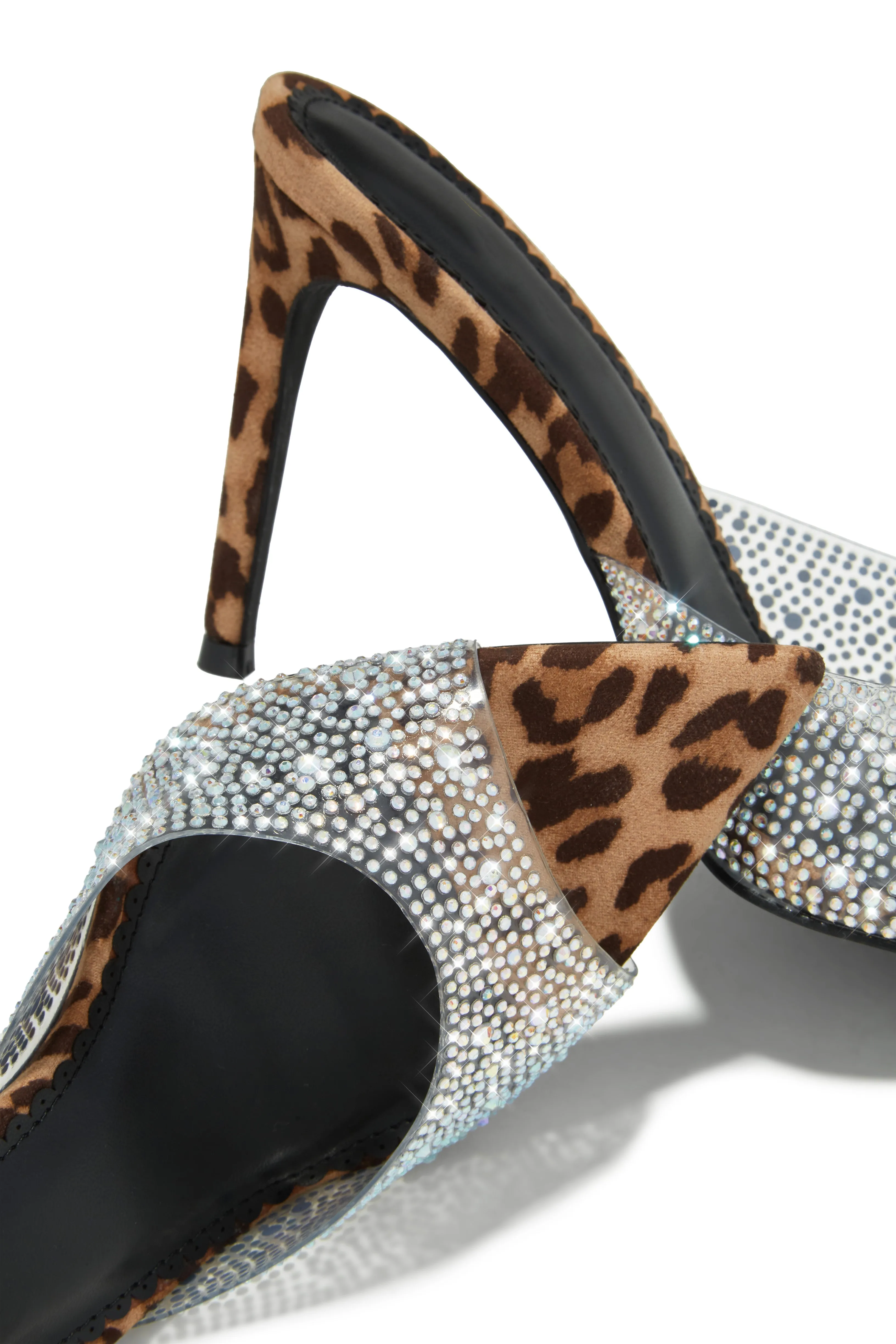 Katelyn Embellished Mule Heels - Leopard