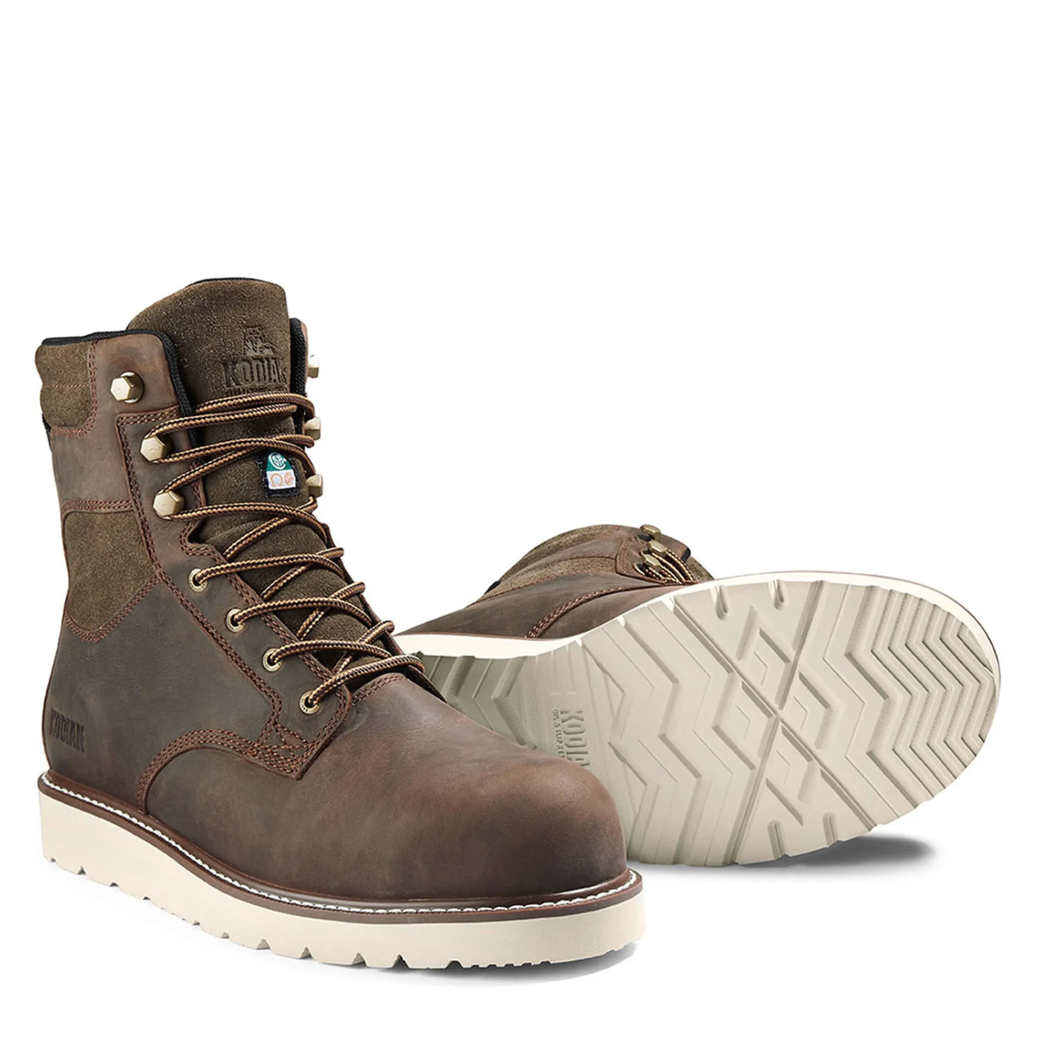 Kodiak Men's McKinney Wedge 8" Safety Work Boots – Waterproof Leather, Composite Toe & Plate, Comfortzone Footbed, Slip-Resistant | Sizes 7-15