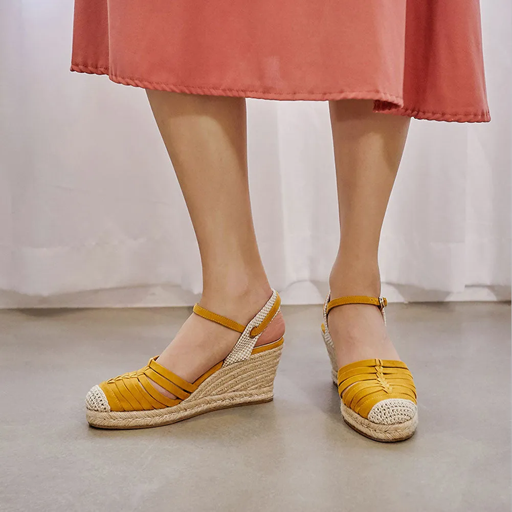 Ladies Pointed Toe Espadrilles Wedge Sandals Shoes Lace Up