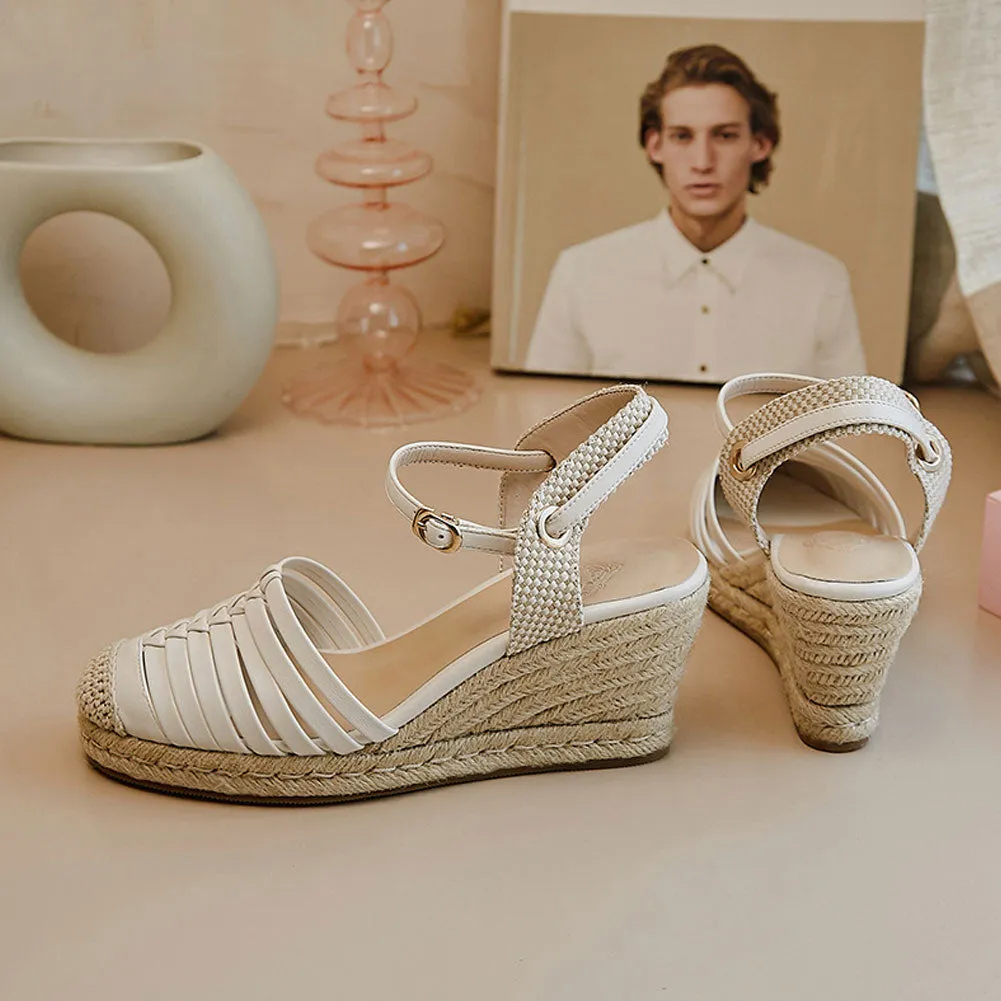 Ladies Pointed Toe Espadrilles Wedge Sandals Shoes Lace Up