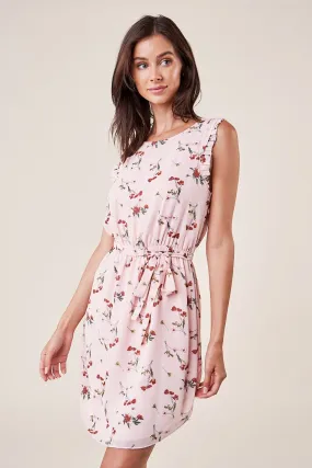 Love Story Sleeveless Floral Waist Tie Dress
