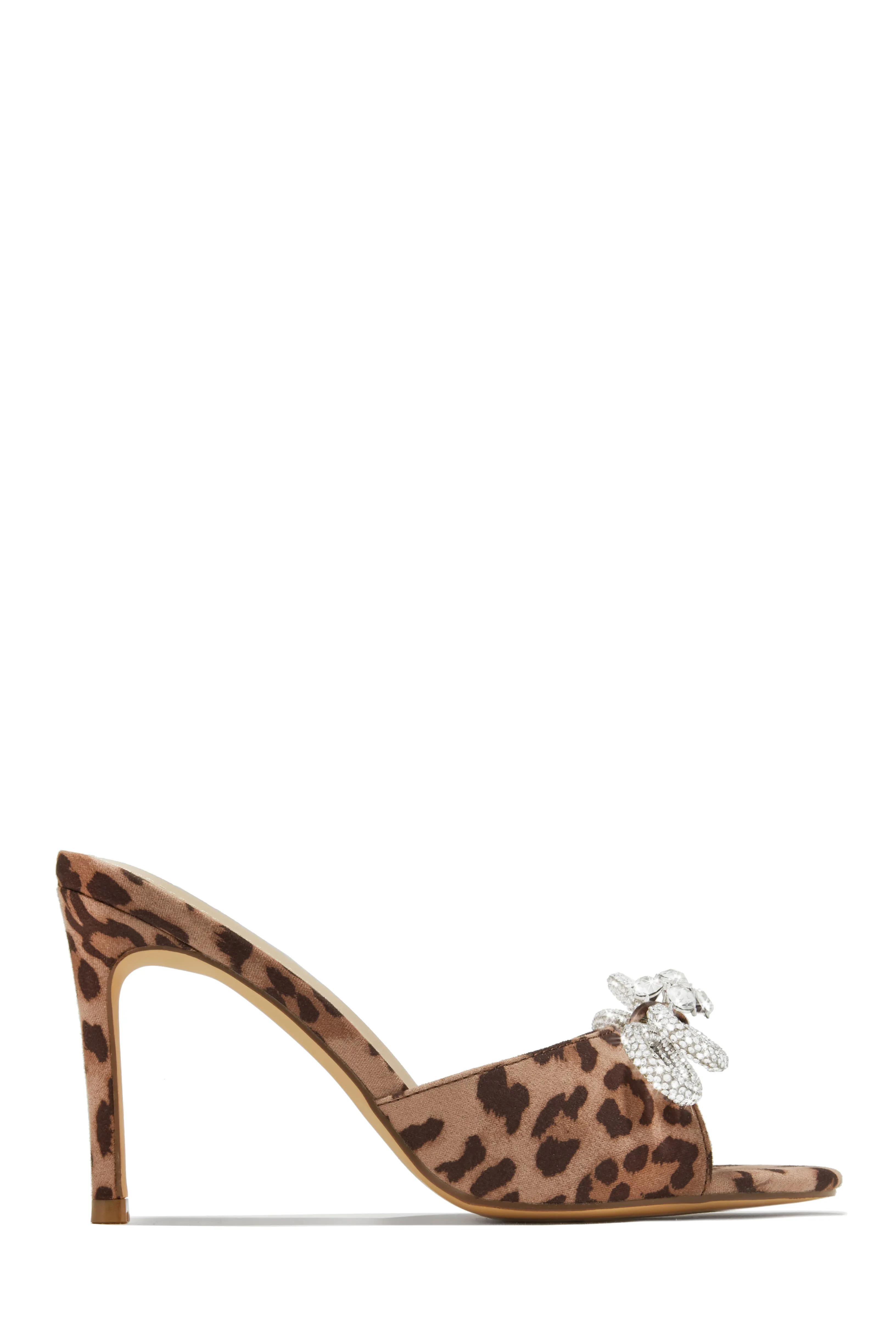 Mishelle Embellished Mule Heels - Leopard