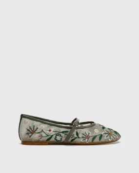 Orlanda Floral Embroidery Mesh Ballet Flats