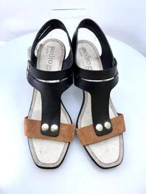 PEDRO GARCIA T-STRAP LEATHER SANDALS