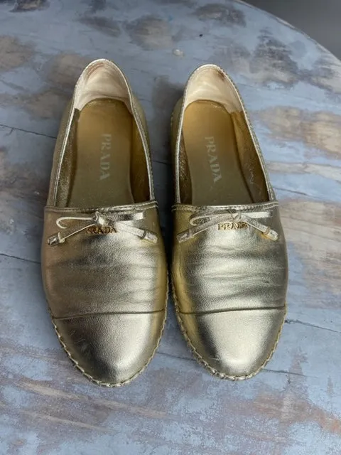Prada Gold Espadrilles 34.5