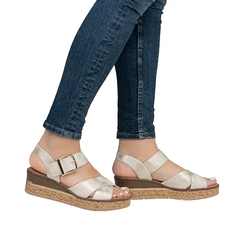 Rieker Ladies Wedge Sandals - 63795-60 - Beige