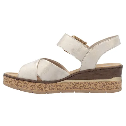 Rieker Ladies Wedge Sandals - 63795-60 - Beige