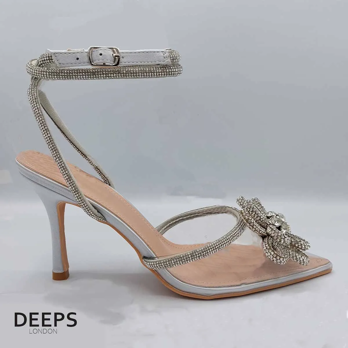 RIYA FLOWER DETAIL EMBELLISHED SLINGBACK COURT HEEL