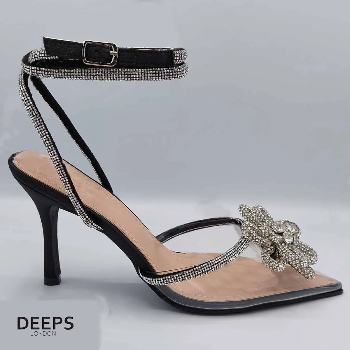 RIYA FLOWER DETAIL EMBELLISHED SLINGBACK COURT HEEL