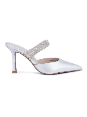 Silver Strap Embellished Heels
