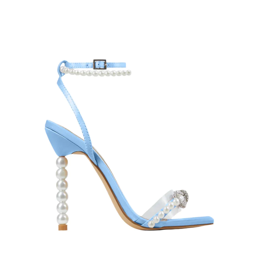 Square Toe Pearl Embellished Heels