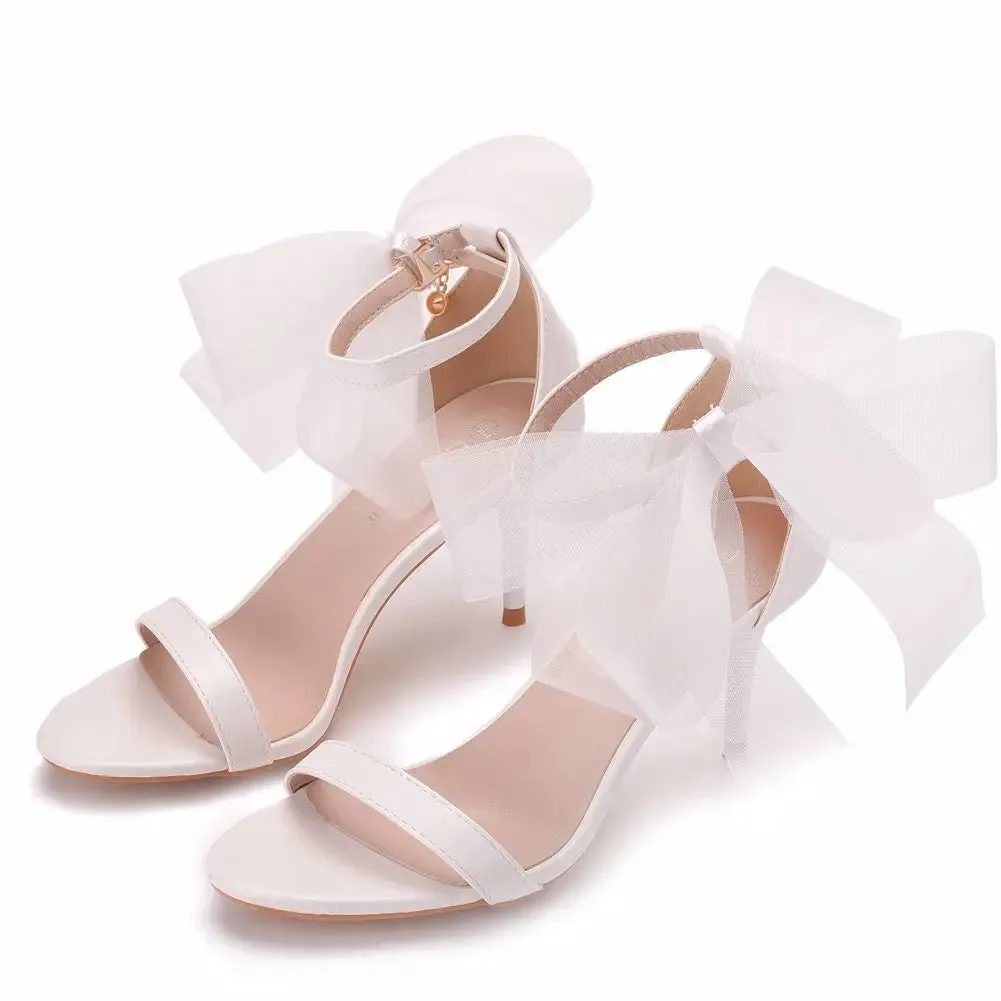 Sweet Bow Knot Ankle Strap Thin High Heels Sandals