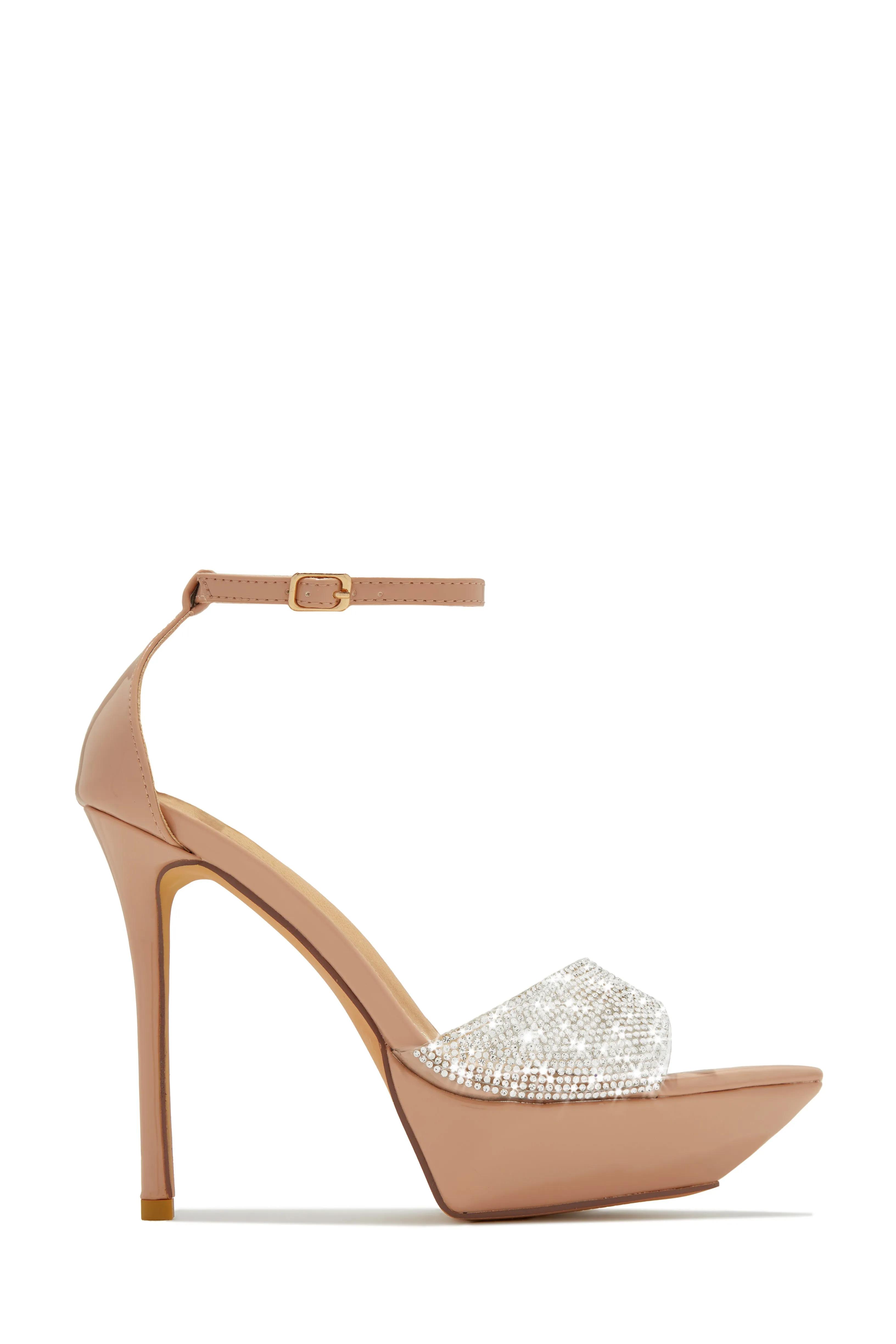 Sweet Fatale Embellished Platform Heels - Gold