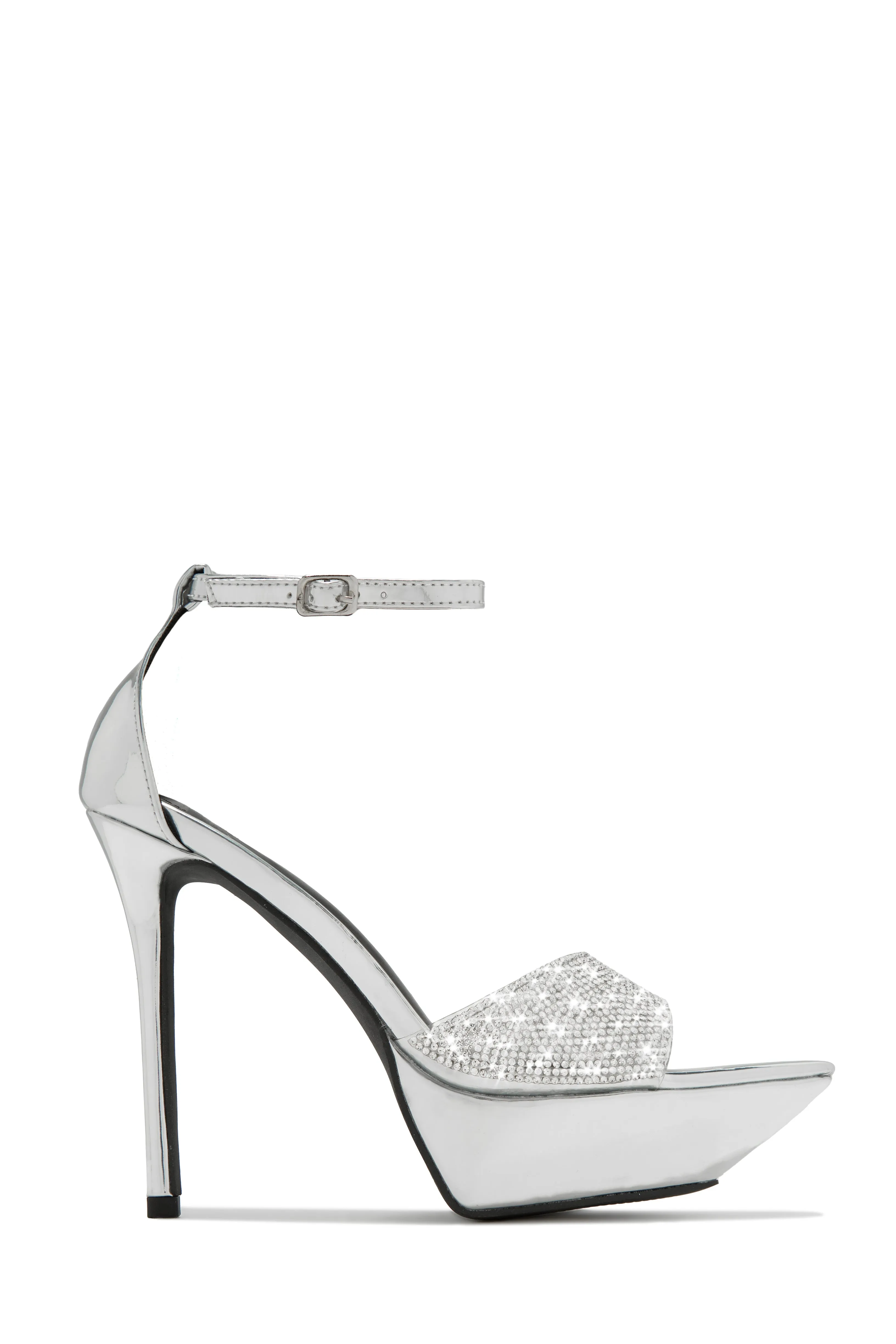 Sweet Fatale Embellished Platform Heels - Gold