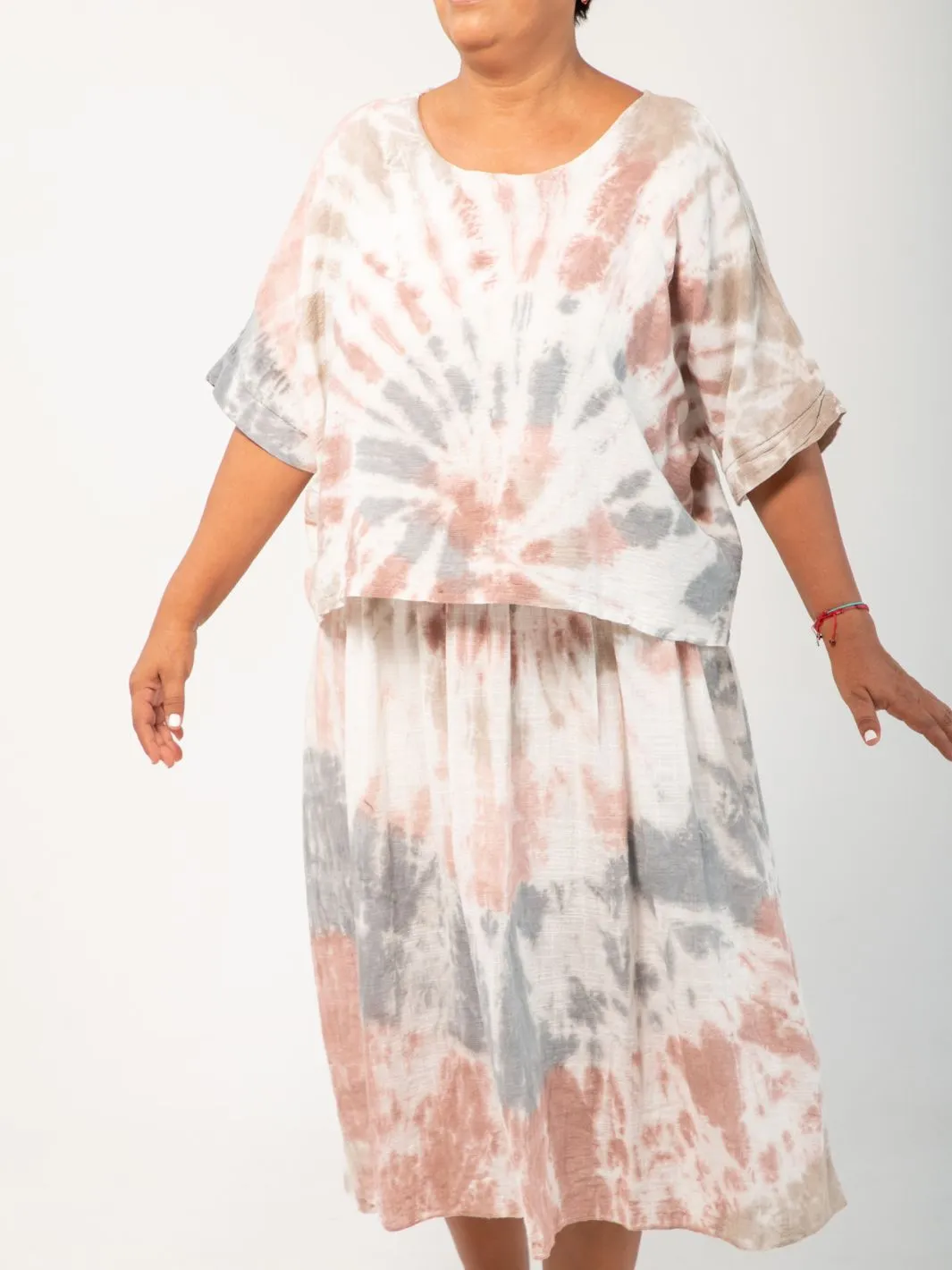 Tie Dye All-In-One Top/Dress - Pink/Blue