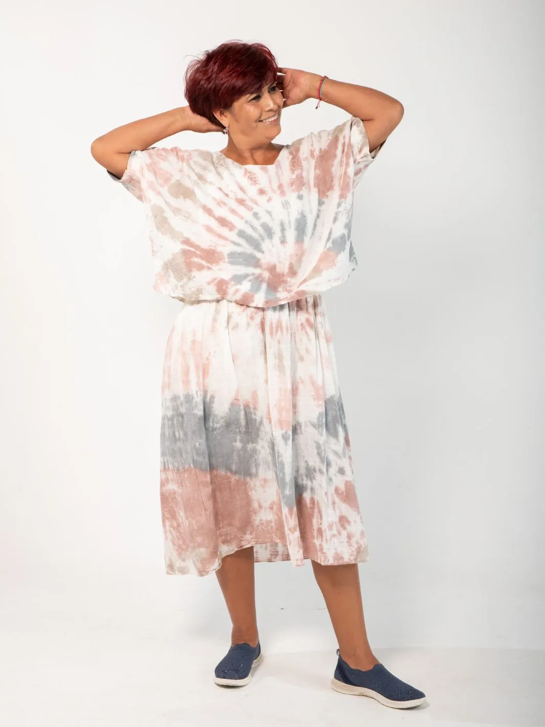 Tie Dye All-In-One Top/Dress - Pink/Blue