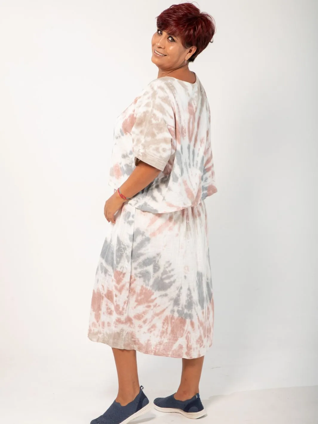 Tie Dye All-In-One Top/Dress - Pink/Blue