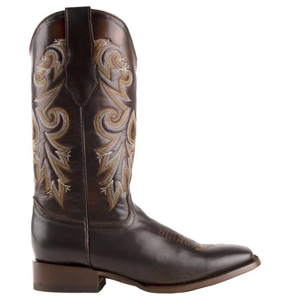 Tundra Embroidered Square Toe Cowboy Boots