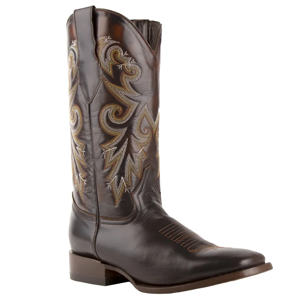 Tundra Embroidered Square Toe Cowboy Boots