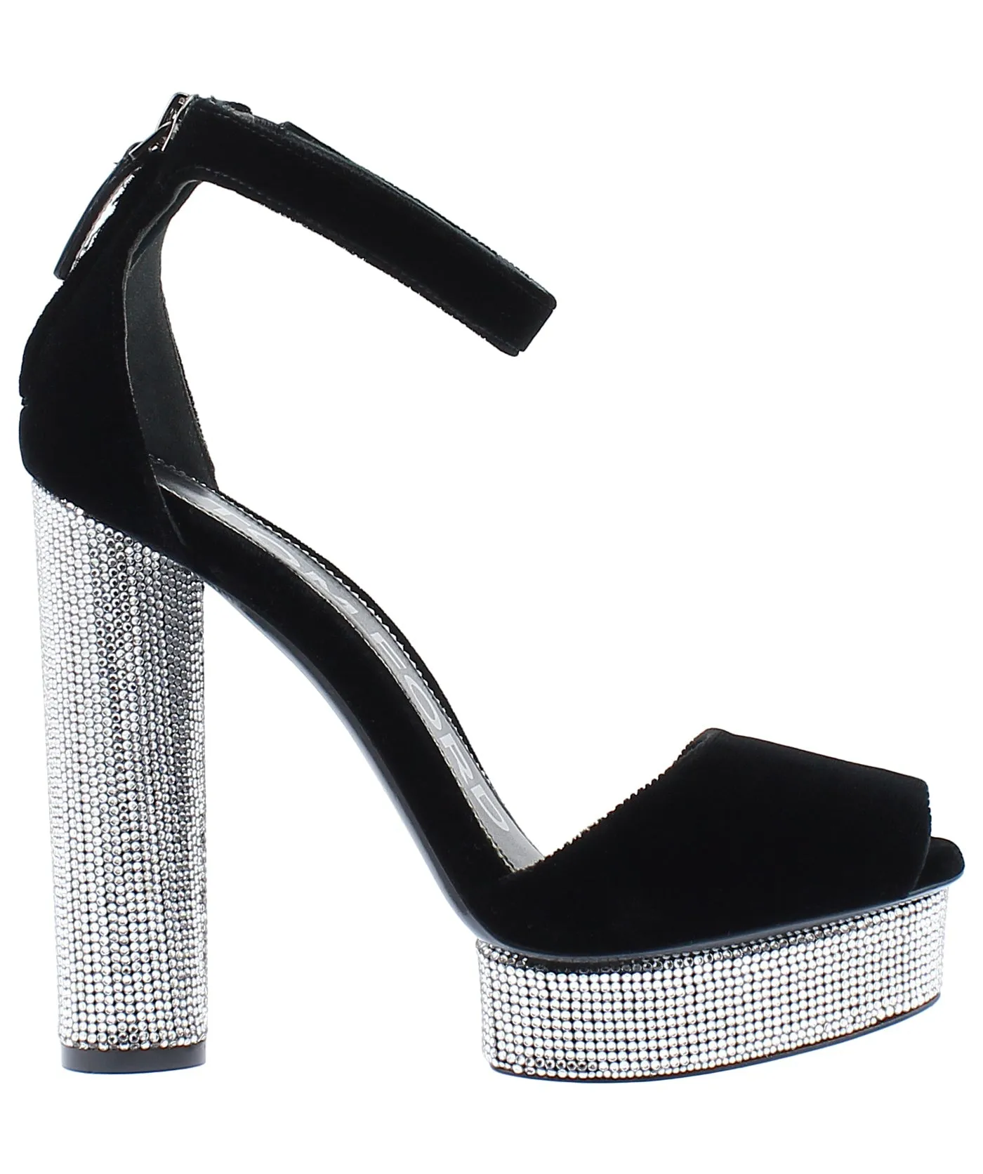 Velvet Crystal Platform Sandals